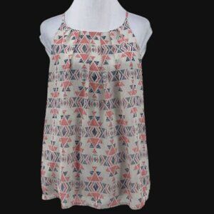 Panhandle Womens Geometric Print Sleeveless Blouse Large